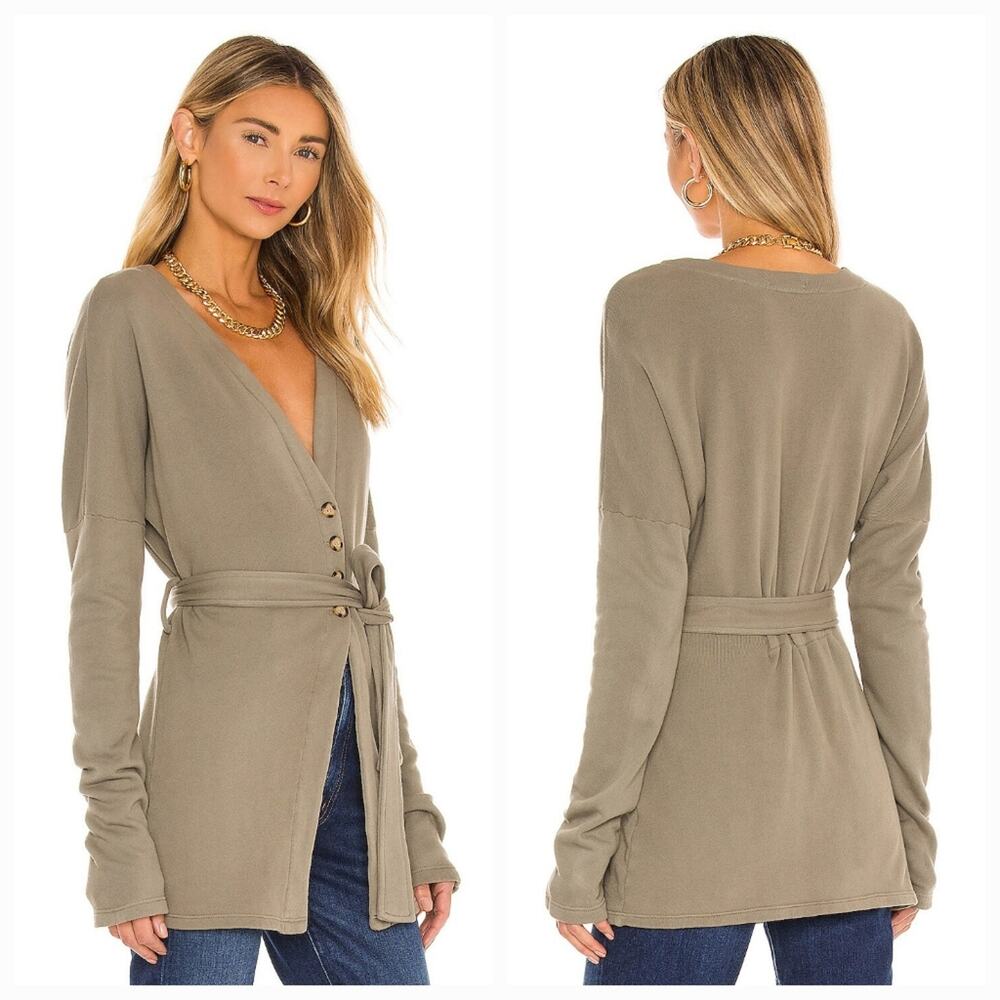 Tularosa Belted Cardigan in Olive Green